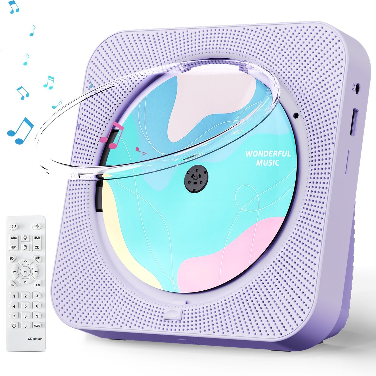 CD Player Portable with Bluetooth 5.1Desktop CD Player with HiFi Sound Speakers,Remote Control,Dust Cover,LED Display,Boombox FM Radio,USB/AUX for Home (Pink)