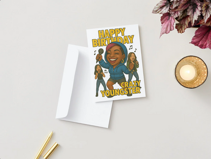 “Ester Dean’s wild and playful birthday card for the crazy youngster in your life.”
